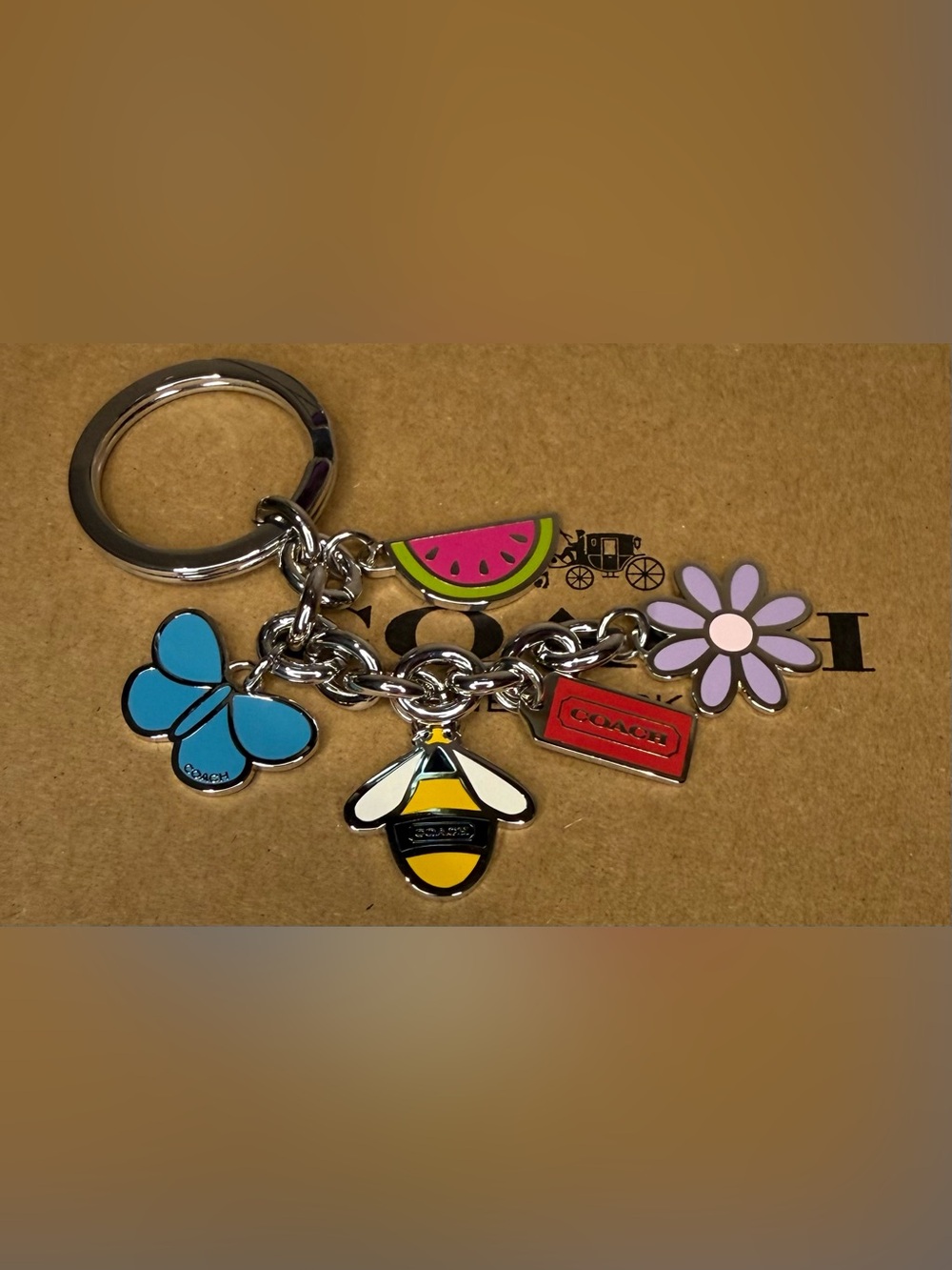 COACH Multi Spring Bag Charm Keychain - Vintage- Silver Hardware